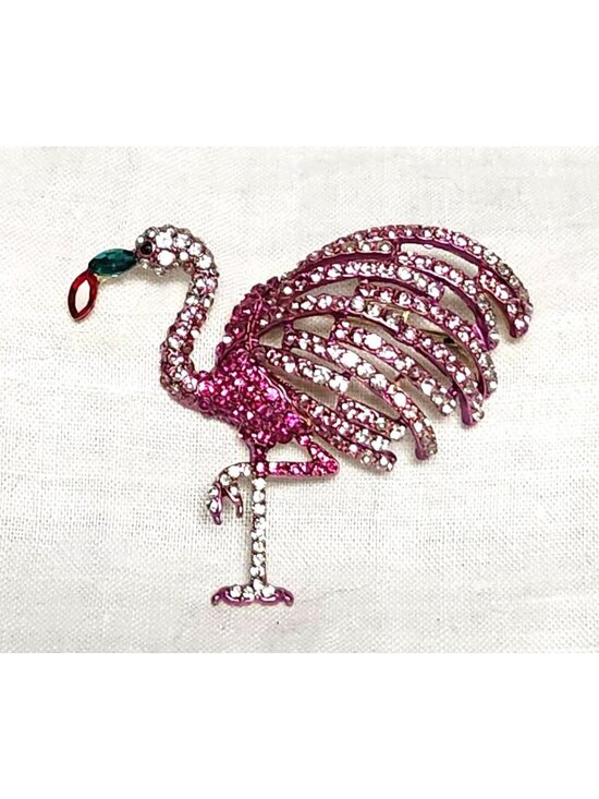 Jewelry - Vintage Pink Rhinestone Flamingo Brooch Pin Florida Beachy Summer Jewelry